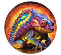 Jigsaws 1000 Pieces for Adults Art Chameleon Round Cardboard Puzzles Suitable for Birthdays,Halloween,Thanksgiving,Easter (67.5x67.5cm)