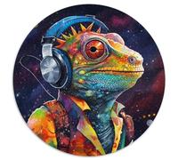 Jigsaws 1000 Pieces for Adults Art Chameleon Round Jigsaw Challenging DIY Brain Teaser,Perfect Family Game Or Decorative Gift (67.5x67.5cm)