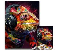 Jigsaws 1000 Pieces for Adults Art Chameleon Wooden Jigsaw Puzzles Challenging DIY Brain Teaser for Teenagers 50x75CM/19.68x29.52inch