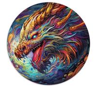 Jigsaws 1000 Pieces for Adults Art Flying Dragons Round Jigsaw Challenging DIY Art for Enthusiasts, for Relaxation (67.5x67.5cm)