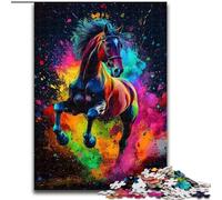 Jigsaws 1000 Pieces for Adults Art Graffiti Horse Jigsaw Puzzles Made of Wood Fun at Home Activities, Birthday Present, Travel Gifts size 50X75CM