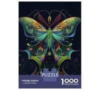 Jigsaws 1000 Pieces for Adults Art Nouveau Neon Butterfly on Dark Puzzles for Adults Brain Teaser Game Stress Reliever Unique Birthday And Xmas Gifts 52x38cm/1000pcs