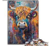 Jigsaws 1000 Pieces for Adults Art Oil Painting Mountain Cow Jigsaw Puzzles Made of cardboard, for Birthdays, Holidays, Space Party Decorations 1000pcs(26x38cm)