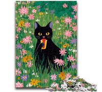 Jigsaws 1000 Pieces for Adults Artistic Abstract Black Cat Puzzles,Toys Educational Games Stress Relieving Unique Birthday And Gifts (38x26cm)