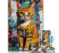 Jigsaws 1000 Pieces for Adults Artistic Cat Oil Painting,Help The Brain Exercise Addictive Toys to Cultivate Patience Perfect Decoration (38x26cm)