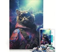 Jigsaws 1000 Pieces for Adults Astro Cat Adventure, Educational Games, Fun at Home Activities, for Birthday, Chrismas 38x52cm