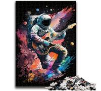 Jigsaws 1000 Pieces for Adults Astronaut Playing Guitar Challenging Game And Family Play with Fully Interlocking Randomly Shaped Pieces 26x38cm