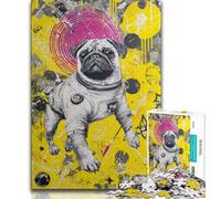 Jigsaws 1000 Pieces for Adults Astronaut Pug,Help The Brain Exercise Addictive Toys to Cultivate Patience Perfect Decoration (75x50cm)