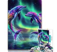 Jigsaws 1000 Pieces for Adults Aurora Dolphin,Help The Brain Exercise Addictive Toys to Cultivate Patience Artists Collection,Fine Art (75x50cm)