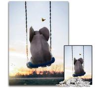Jigsaws 1000 Pieces for Adults Baby Elephant Swing Garden Difficult Puzzles for Adults Intricate Design for Teenagers DIY Decor And Brain-Boosting Fun 1000 PCS(38x26cm)