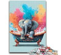 Jigsaws 1000 Pieces for Adults Baby Elephant Taking A Bath Puzzles for Teenagers,Brain Intelligence Challenge Addictive Toys for Home Decoration (75x50cm)