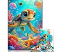 Jigsaws 1000 Pieces for Adults Baby Turtle Puzzles,Toys Educational Games Stress Relieving Unique Birthday And Gifts 38x26cm