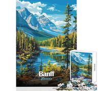 Jigsaws 1000 Pieces for Adults Banff Canada Landscape Shared Joyful Family Experience Wonderful Christmas Surprise Gifts (38x52cm)