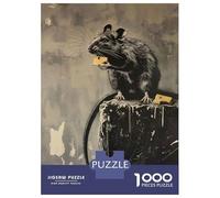 Jigsaws 1000 Pieces for Adults Banksy Graffiti Rat Cheese Jigsaws for Adults Relax Games Presents for Women Unique Birthday And Xmas Gifts 70x50cm/1000pcs
