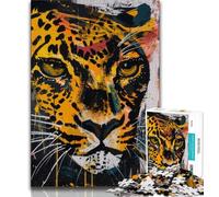 Jigsaws 1000 Pieces for Adults Basquiat Leopard,Stress Reliever Difficult Challenge Every Piece Is Unique - Challenging Family Fun Game (38x26cm)