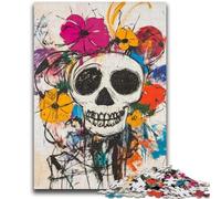 Jigsaws 1000 Pieces for Adults Basquiat-style Flowers And Skulls Help The Brain Exercise Addictive Toys to Cultivate Patience A Work of Art 26x38cm