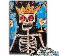 Jigsaws 1000 Pieces for Adults Basquiat-style Skull Crown Challenging To Complete But Fun And Humorous Unique Birthday And Gifts 26X38CM