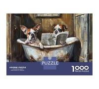 Jigsaws 1000 Pieces for Adults Bathing Dogs Reading Newspaper Jigsaws for Adults Hands-on Game Difficult Challenge Challenging Game Gifts 70x50cm/1000pcs