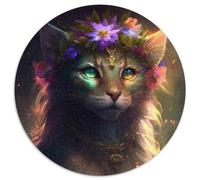 Jigsaws 1000 Pieces for Adults Beautiful Cat Round Cardboard Puzzles Suitable for Birthdays,Halloween,Thanksgiving,Easter (67.5x67.5cm)