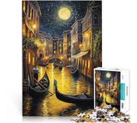 Jigsaws 1000 Pieces for Adults Beautiful Night In Venice Made of cardboard Suitable for ages 14 and up Hands-on Game gifts for friends and family。size：26x38cm/10.24x14.96inch