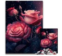 Jigsaws 1000 Pieces for Adults Beautiful Rose Wooden Jigsaw Puzzles Educational Activity for Cognitive Skills Cognitive Skill Improvement 50x75CM/19.68x29.52inch
