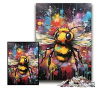 Jigsaws 1000 Pieces for Adults Bee Graffiti Painting cardboard Puzzles Brain Teaser Game for Teenagers, Perfect Size 26x38cm