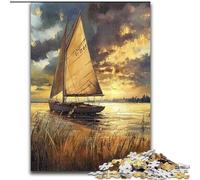 Jigsaws 1000 Pieces for Adults Big Saillboat on The Lake Made of cardboard, Perfect DIY Art Decor Or Birthday Gift size 38x26CM Brain Teaser Game for Teenagers, Perfect