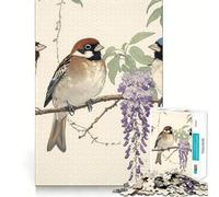 Jigsaws 1000 Pieces for Adults Birds on A Branch with Wisteria Fine Cut Art Brain Game Gift Quiet Time Game Birthday Fun Gift (50x75cm)