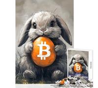 Jigsaws 1000 Pieces for Adults Bitcoin Rabbit Hole Easter Bunny Home Decoration Toys Birthday Gifts Hands-on Game Suitable for Desktop Decoration Size 38x52cm