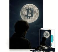 Jigsaws 1000 Pieces for Adults Bitcoin to The Moon Meme Fine Cut Art Brain Game Gift Quiet Time Game Birthday Fun Gift (50x75cm)
