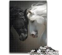Jigsaws 1000 Pieces for Adults Black And White Horse Family Fun for Is Ideal As A Gift for The Whole Family for And Age 14 Years Up 50x75cm