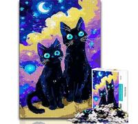 Jigsaws 1000 Pieces for Adults Black Cat Adult Puzzles,Challenging Game Gifts for Is Ideal As A Gift for The Whole Family 38x26cm