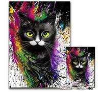 Jigsaws 1000 Pieces for Adults Black Cat Animal Painted paper Jigsaw Puzzles for Adults Perfect DIY Artwork 1000 PCS(38x26cm)