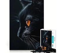 Jigsaws 1000 Pieces for Adults Black Cat Close-Up Fine Cut Art Brain Game Gift Quiet Time Game Birthday Fun Gift (50x75cm)