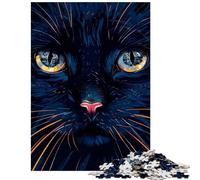 Jigsaws 1000 Pieces for Adults Black Cat Close-Up Help The Brain Exercise Wall Decoration Educational Toy Suitable for People Aged 14 And Above (38x26cm)