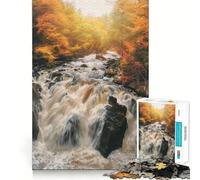 Jigsaws 1000 Pieces for Adults Black Linn Falls Hermitage Sharp Joint Play, Problem Solve Toy, Calm Fun Time, Christmas Art Display (38x52cm)