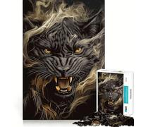 Jigsaws 1000 Pieces for Adults Black Panther Roar Sharp Joint Play, Problem Solve Toy, Calm Fun Time, Christmas Art Display (38x26cm)