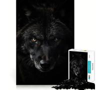 Jigsaws 1000 Pieces for Adults Black Wolf Powerful Animal Sharp Joint Play, Problem Solve Toy, Calm Fun Time, Christmas Art Display (38x26cm)