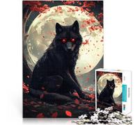 Jigsaws 1000 Pieces for Adults Black Wolf Under Full Moon Spiele Spielzeug Geschenk Die Liebe zwischen Paaren stärken38x26cm