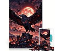 Jigsaws 1000 Pieces for Adults Blood Moon Raven in A Dark Fantasy Landscape Sharp Joint Play, Problem Solve Toy, Calm Fun Time, Christmas Art Display (38x52cm)