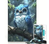 Jigsaws 1000 Pieces for Adults Blue Owl Perched on Branch Sharp Joint Play, Problem Solve Toy, Calm Fun Time, Christmas Art Display (38x52cm)