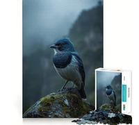 Jigsaws 1000 Pieces for Adults Blue Songbird in Misty Mountains Sharp Joint Play, Problem Solve Toy, Calm Fun Time, Christmas Art Display (38x52cm)