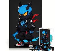 Jigsaws 1000 Pieces for Adults Blue ﹨u Black Anime Character Sharp Joint Play, Problem Solve Toy, Calm Fun Time, Christmas Art Display (38x52cm)