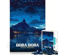 Jigsaws 1000 Pieces for Adults Bora-Bora French Polynesia Night Poster Sharp Joint Play, Problem Solve Toy, Calm Fun Time, Christmas Art Display (38x52cm)