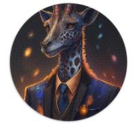 Jigsaws 1000 Pieces for Adults Boss Giraffe Round Puzzles Perfect for Family Fun on Christmas,Thanksgiving,Birthdays & Easter (Size 67.5x67.5cm)