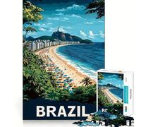 Jigsaws 1000 Pieces for Adults Brazil Beach Scene Exact Cut Art Cognitive Teaser Toy Relax Time Game Christmas Art Gift (38x26cm)