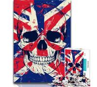 Jigsaws 1000 Pieces for Adults British Flag Skull 1000 Pieces for Teenagers,for Educational Game Challenge Toy Deal As Gifts for The Whole Family 26x38cm