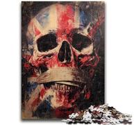 Jigsaws 1000 Pieces for Adults British Flag Skull Family Game Stress Reliever Difficult Challenge Suitable for Couples 26x38cm