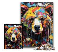 Jigsaws 1000 Pieces for Adults Brown Bear Graffiti Puzzles for Adults 26x38 cm Perfect for Christmas, Halloween, Easter, New Year