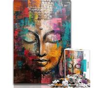 Jigsaws 1000 Pieces for Adults Buddha Graffiti,Stress Reliever Difficult Challenge Is Ideal As Gifts for The Whole Family 38x26cm